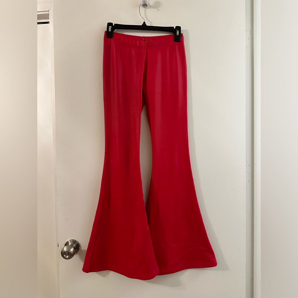 Lovers and Drifters Low Rise Rock n Roll Red Faux Leather Bell Bottoms